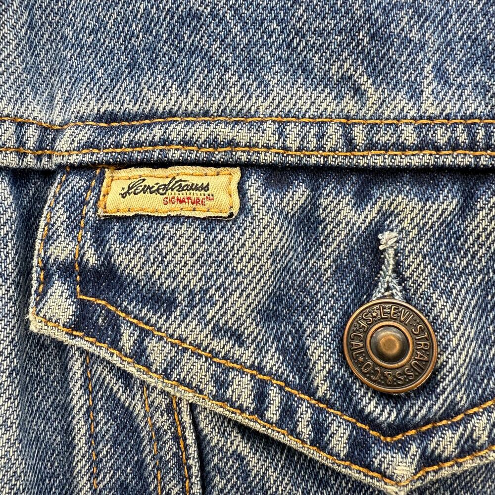 Levi's Signature Denim Jacket Men's L Standard Trucker Flannel Lined Vintage VTG - Picture 4 of 13